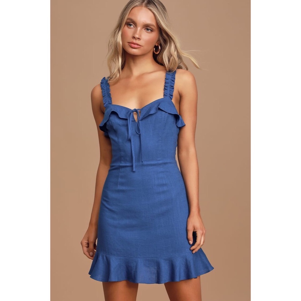 Lulus Royal Blue Ruffled Mini Dress